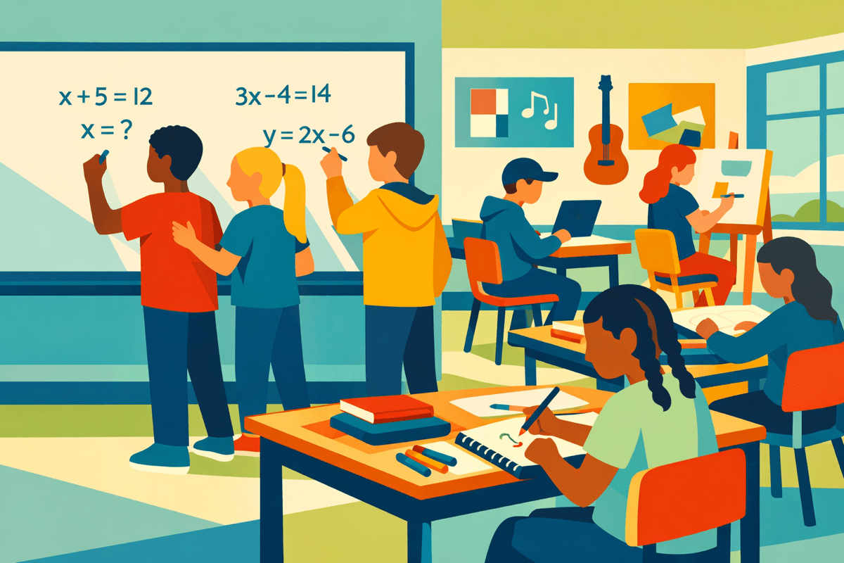 Students in a math classroom
