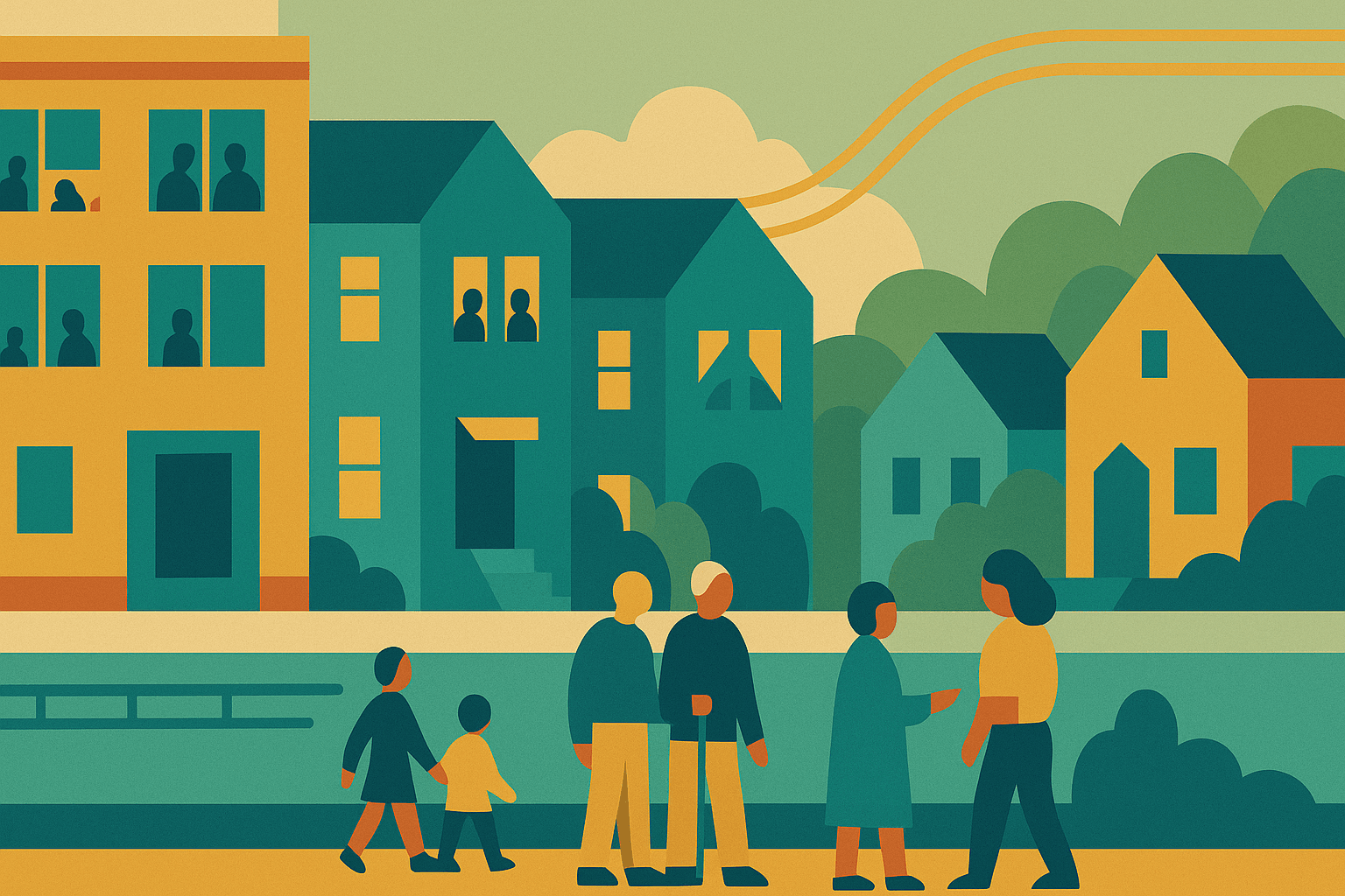 Illustration of family-friendly housing in San Francisco